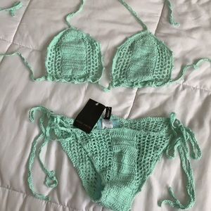 Mint swim mint colored bikini crochet